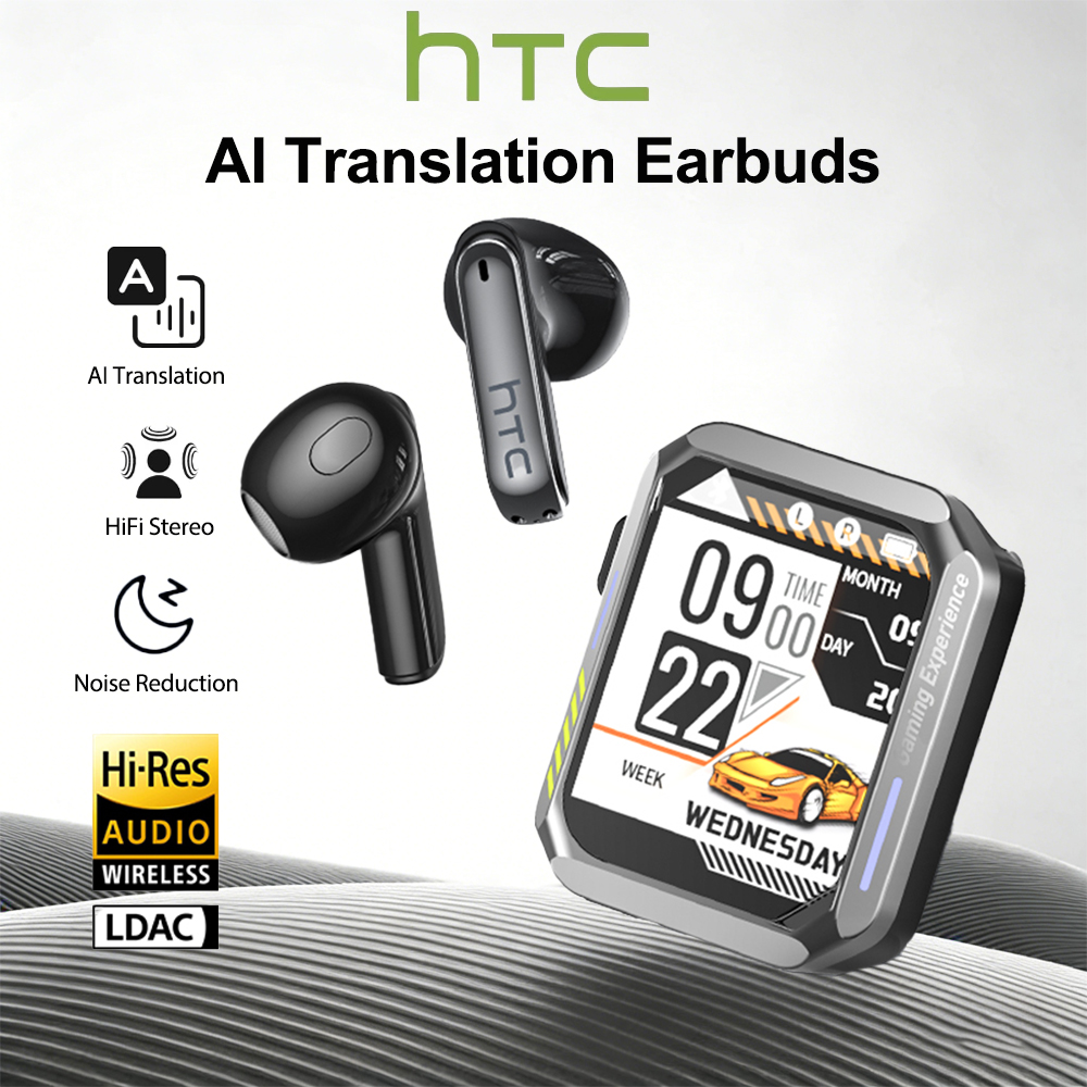 Earphones - หูฟังบลูทูธสำหรับเล่นเกม HTC พร้อมไมโครโฟน หูฟังแปลภาษาแบบเรียลไทม์ ความหน่วงต่ำ เสียง