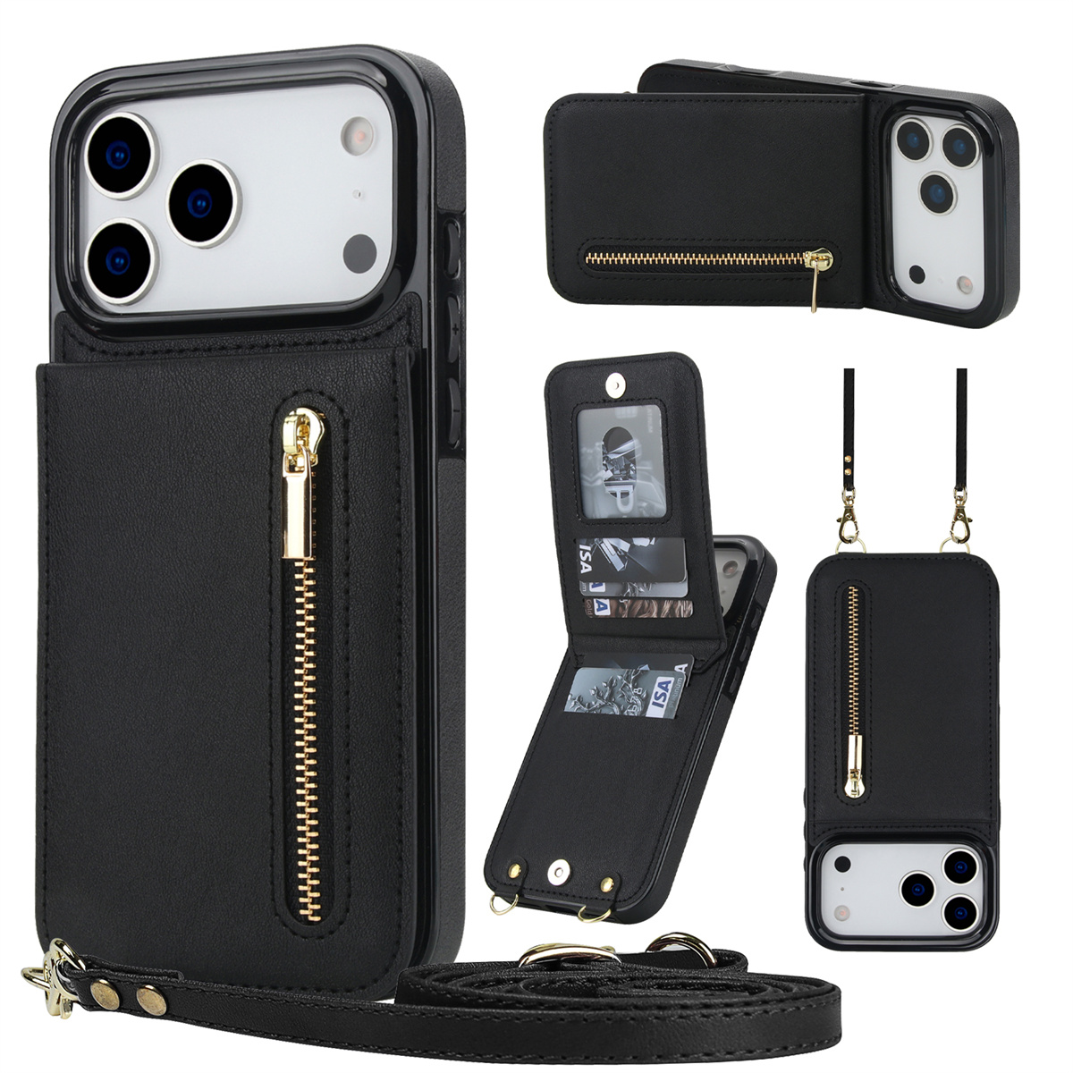 เคสโทรศัพท์หนังแบบสะพายข้าง มี - Leather Wallet Card Holder Phone Cover บทวิจารณ์และราคา
