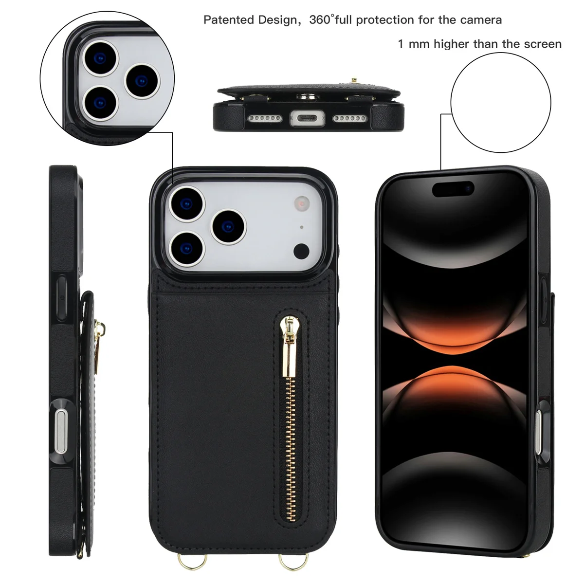 เคสโทรศัพท์หนังแบบสะพายข้าง มี - Leather Wallet Card Holder Phone Cover บทวิจารณ์และราคา